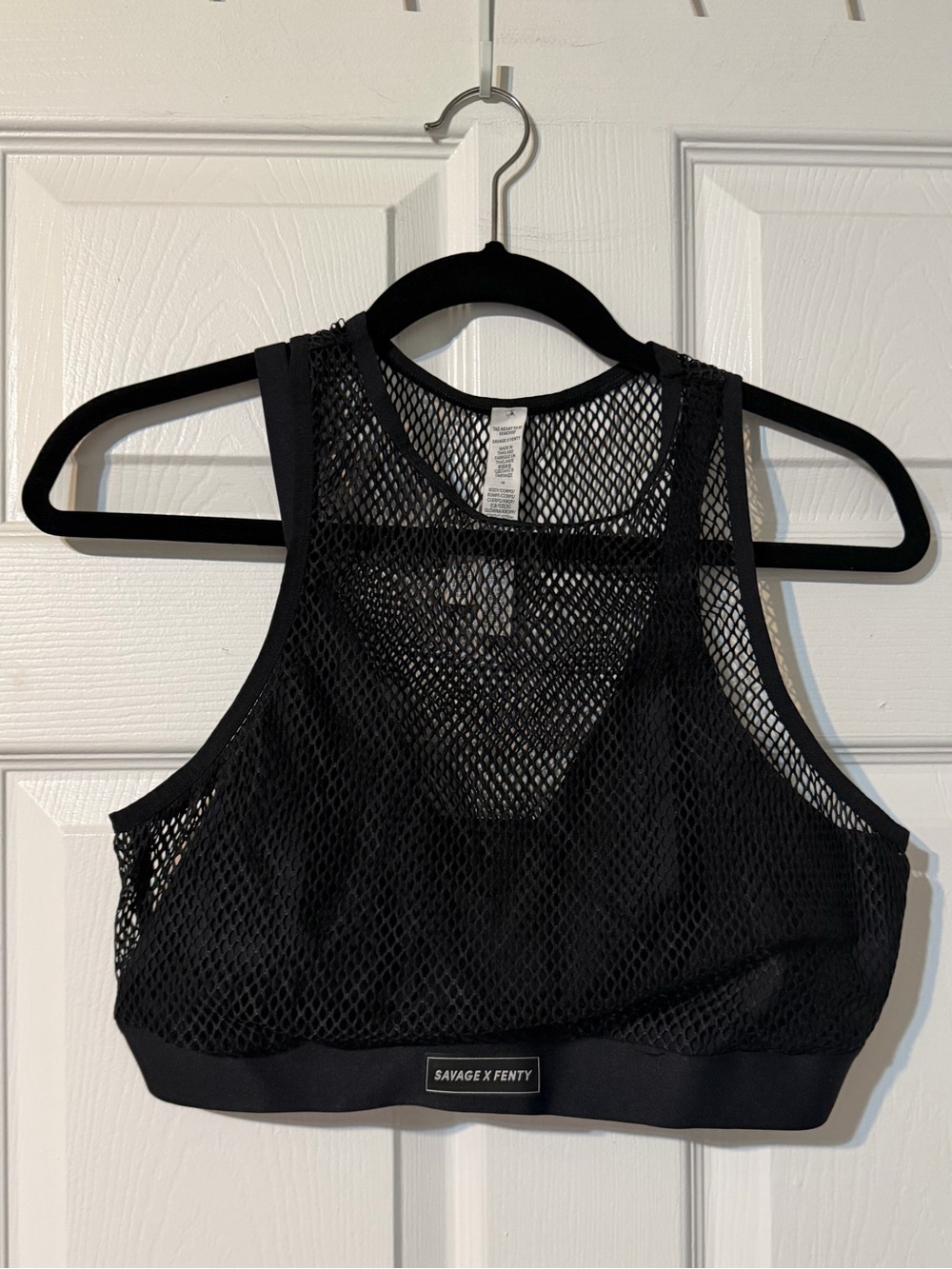 Savage X Fenty Black Mesh Racerback Sports Bra